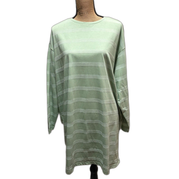 ASOS Oversized T-Shirt Dress Two Tone Pastel Green Striped Spring US Size 6 - Picture 1 of 5